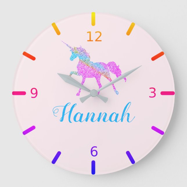 Reloj Redondo Grande Unicornio Colorido (Anverso)