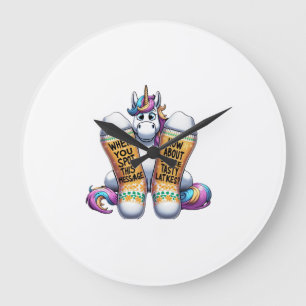 Reloj Redondo Grande Unicornio con calcetines hombres mujeres niños ado