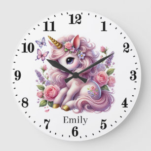 Reloj Redondo Grande Unicornio de cría de niñas pequeñas