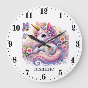 Reloj Redondo Grande Unicornio de cría de niñas pequeñas