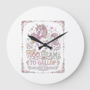 Reloj Redondo Grande Unicornio Demasiado Glam para Galopar Adorable Rop
