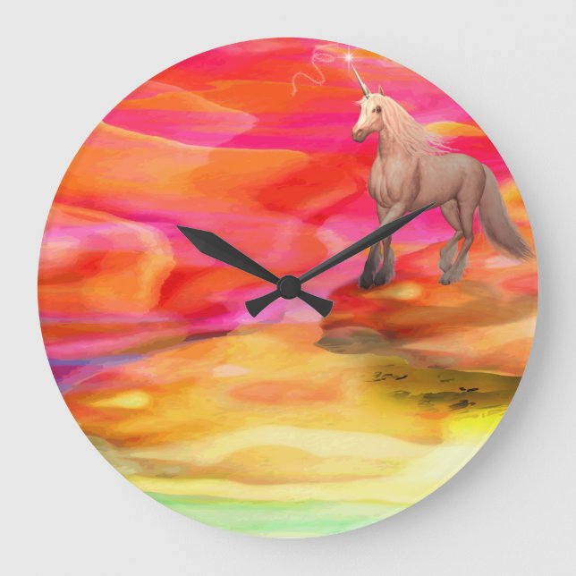 Reloj Redondo Grande Unicornio en desierto pintado (Anverso)