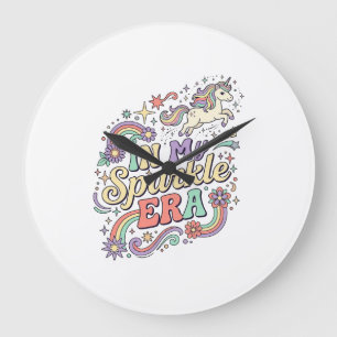 Reloj Redondo Grande Unicornio En Mi Era Brillante Ropa Kawaii Gráfica_