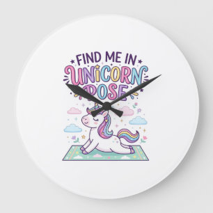 Reloj Redondo Grande Unicornio Encuéntrame en la Pose de Unicornio Impr