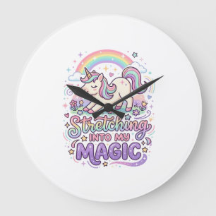 Reloj Redondo Grande Unicornio Estirándose En Mi Tipografía Negrita Mág