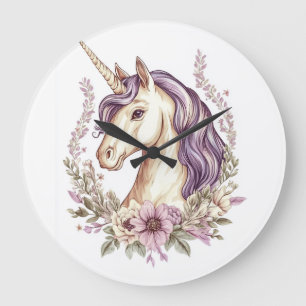 Reloj Redondo Grande Unicornio Fantasía Floral (1)