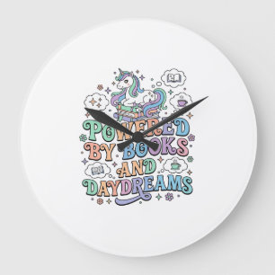 Reloj Redondo Grande Unicornio impulsado por libros y sueños diurnos Ka