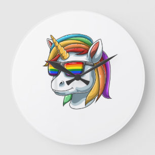 Reloj Redondo Grande Unicornio LGBT Unicornio Con Gafas De Sol LGBT Org