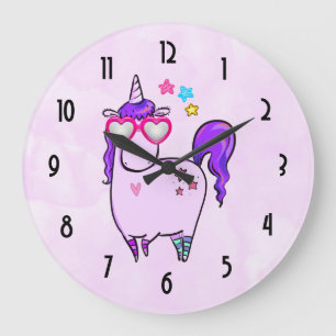 Reloj Redondo Grande Unicornio lindo en gafas cardiacas