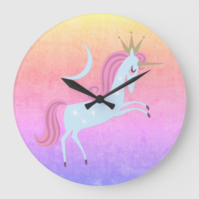 Reloj Redondo Grande unicornio mágico (Anverso)