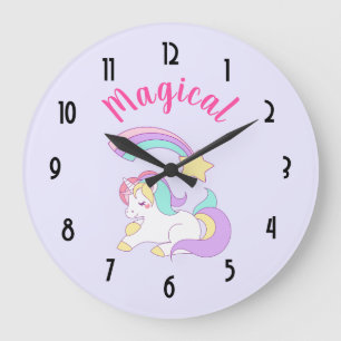 Reloj Redondo Grande Unicornio mágico con la estrella fugaz del arco