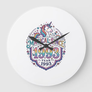 Reloj Redondo Grande Unicornio Mágico Desde Año Tendencia Impresión Baj