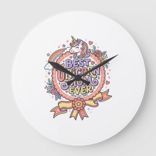 Reloj Redondo Grande Unicornio Mejor Mamá Unicornio Jamás Caprichoso Za