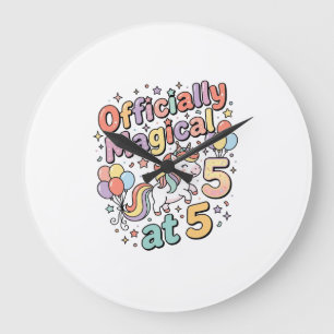 Reloj Redondo Grande Unicornio Oficialmente Mágico en 5 Diseño de Fondo