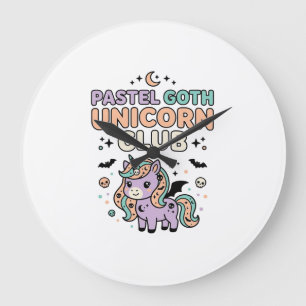 Reloj Redondo Grande Unicornio Pastel Gótic Unicorn Club Gráfica de Mod