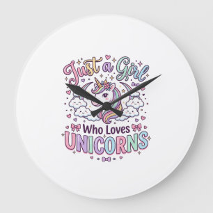Reloj Redondo Grande Unicornio Solo una chica que ama los unicornios Fo
