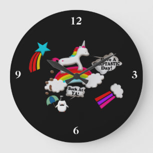 Reloj Redondo Grande Unicornio y día de Craptastic del pingüino