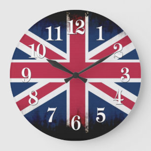 Reloj Redondo Grande Unión de Bandera Británica Jack Patriótico Design
