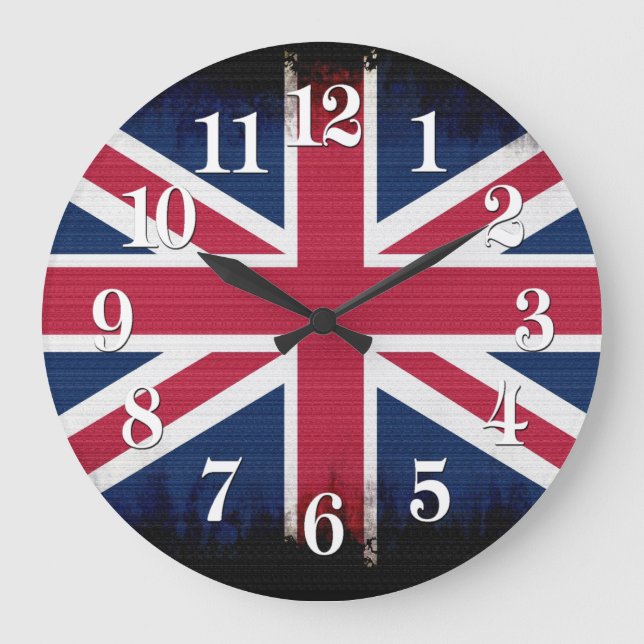 Reloj Redondo Grande Unión de Bandera Británica Jack Patriótico Design (Anverso)