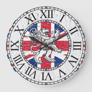 Reloj Redondo Grande Union Jack and Lion Weathered