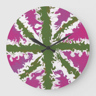 Reloj Redondo Grande Union Jack pintó el arte británico rosa y verde