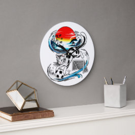 Reloj Redondo Grande Unique Japanese Soccer Cat For Home, Office & Art