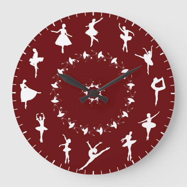 Reloj Redondo Grande Unique White Ballerina Silhouettes Themed (Anverso)