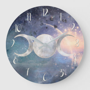 Reloj Redondo Grande Universo Celestial Triple Diosa Luna Moonstone