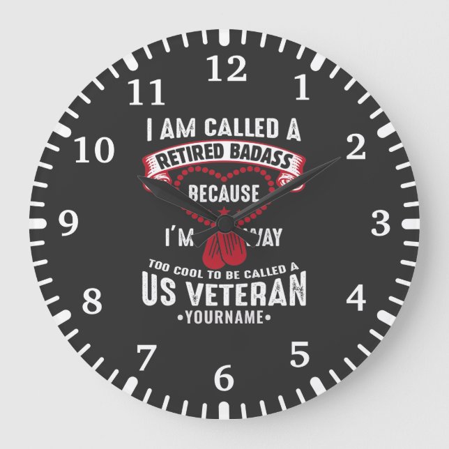 Reloj Redondo Grande US Veteran Humor Retired Soldier (Anverso)