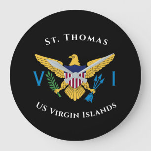 Reloj Redondo Grande US Virgin Islands Flag St. Thomas USVI Tropical 