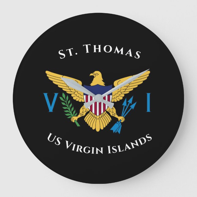 Reloj Redondo Grande US Virgin Islands Flag St. Thomas USVI Tropical  (Anverso)