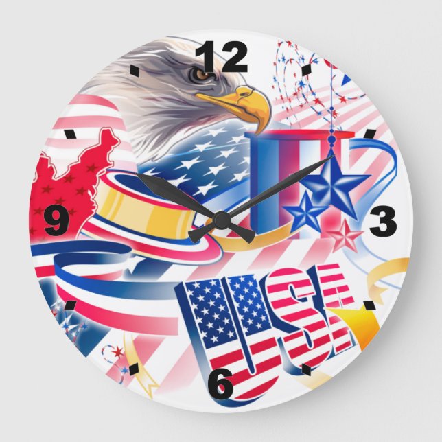 Reloj Redondo Grande USA Flag (Anverso)