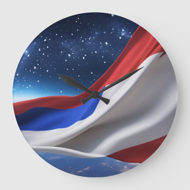 Reloj Redondo Grande USA Flag Logo Wall Clock (Anverso)