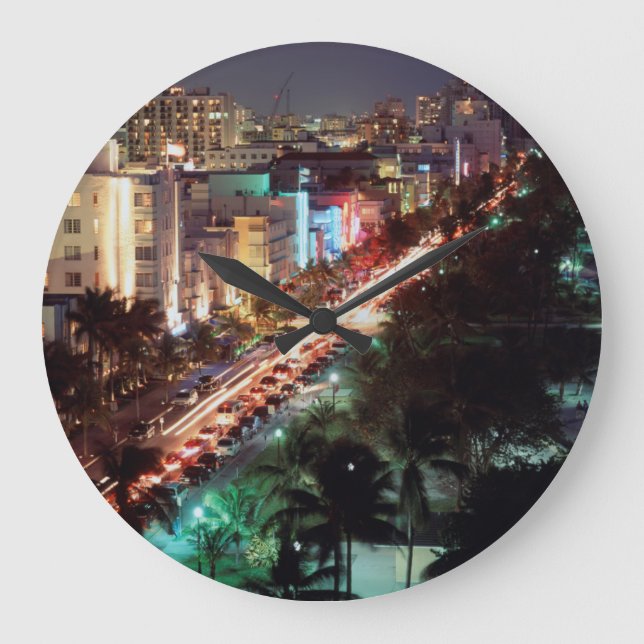 Reloj Redondo Grande USA, Florida, Miami Beach, Ocean Drive, Art Deco 2 (Anverso)