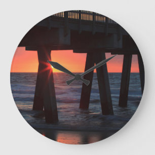 Reloj Redondo Grande USA, Georgia, Tybee Island, Tybee Pier