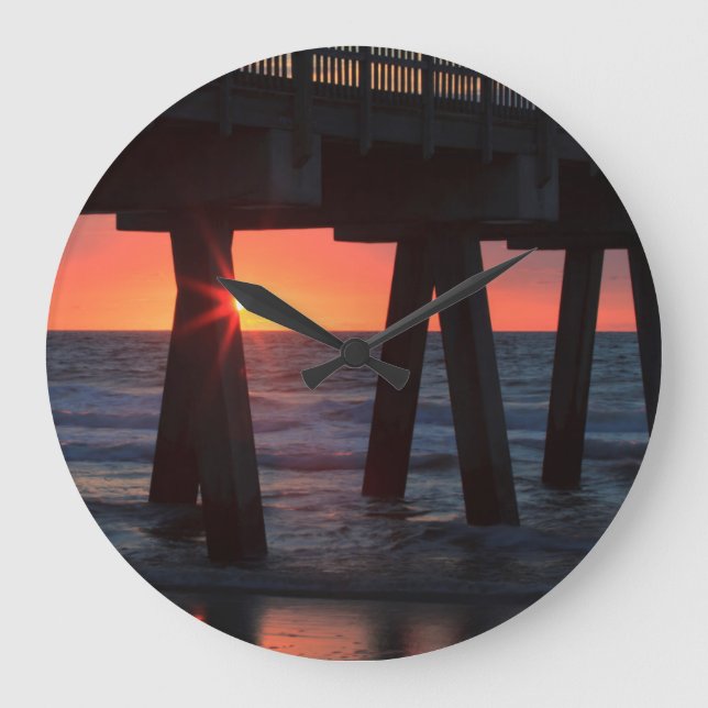 Reloj Redondo Grande USA, Georgia, Tybee Island, Tybee Pier (Anverso)