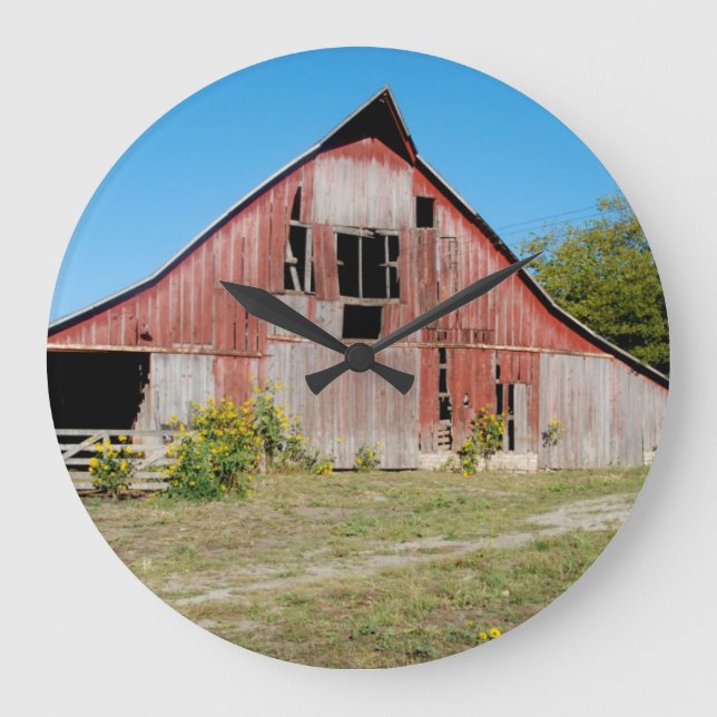 Reloj Redondo Grande USA, Kansas, Old Red Barn (Anverso)