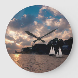 Reloj Redondo Grande USA, Massachusetts. Sunset Sailing