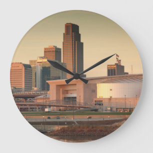 Reloj Redondo Grande USA, Nebraska, Omaha, Skyline