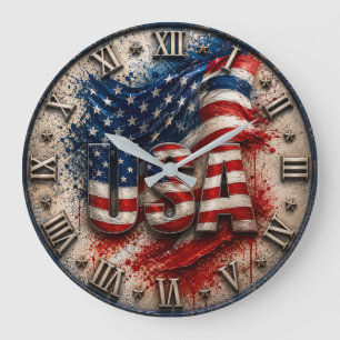 Reloj Redondo Grande USA Patriotic Independence Day Decor