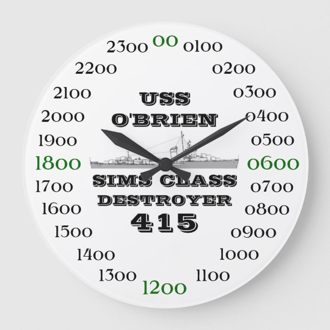 Reloj Redondo Grande USS O'Brien (DD-415) (Anverso)