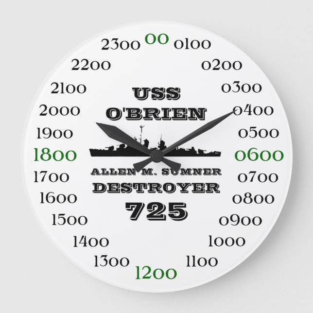 Reloj Redondo Grande USS O'Brien (DD-725) (Anverso)