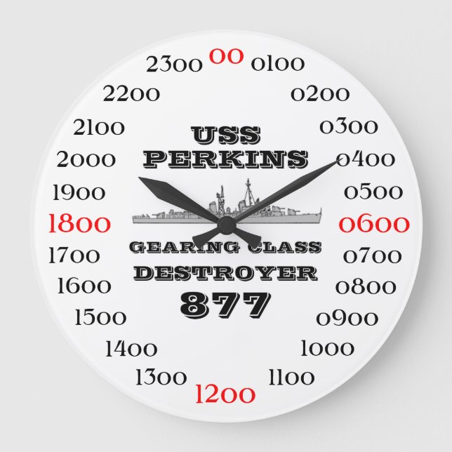 RELOJ REDONDO GRANDE USS PERKINS (DD/DDR-877) (Anverso)