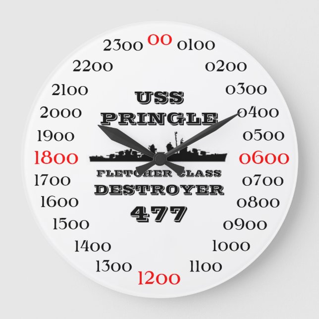 Reloj Redondo Grande USS Pringle (DD-477) (Anverso)