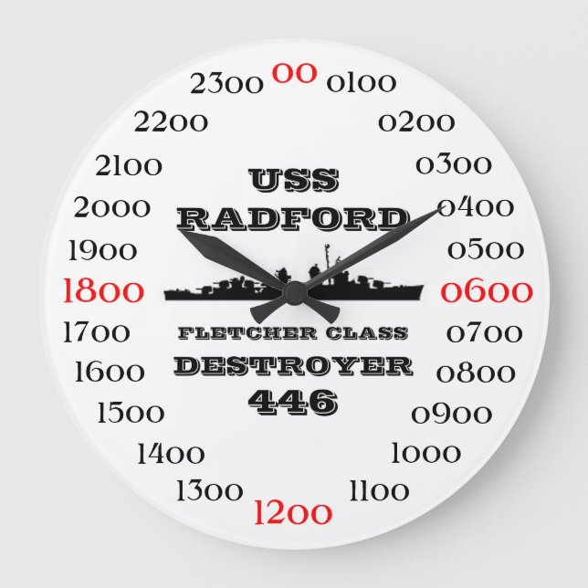 Reloj Redondo Grande USS Radford (DD/DDE-446) (Anverso)