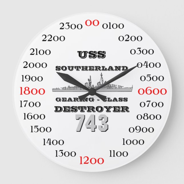 Reloj Redondo Grande USS Southerland (DD/DDR 743) (Anverso)