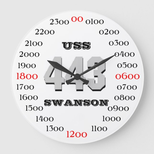 Reloj Redondo Grande USS Swanson (DD-443) (Anverso)