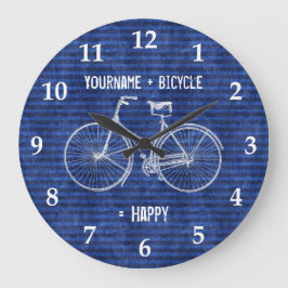 Reloj Redondo Grande Usted más la bicicleta iguala las rayas antiguas