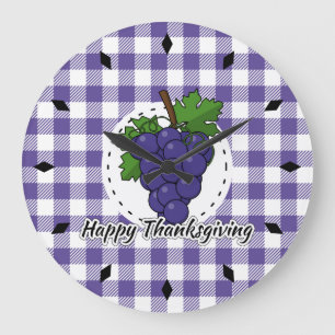 Reloj Redondo Grande Uva sobre la pasta violeta - Feliz Día de Acción d