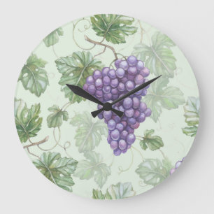 Reloj Redondo Grande Uvas Acuarela, Patrón de infiltración de fruta.